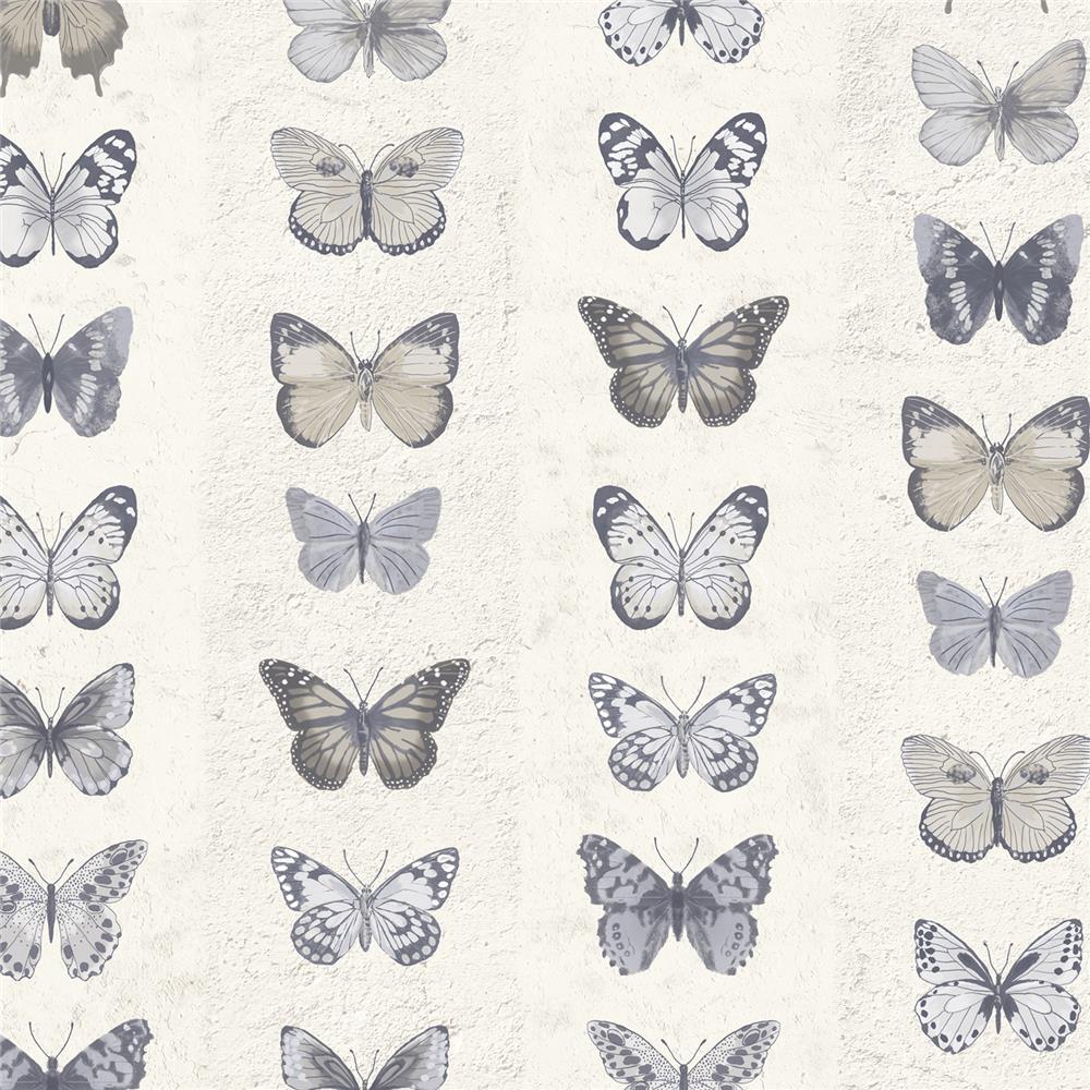 Patton Wallcoverings G67993 Organic Textures Jewel Butterflies Stripe Wallpaper